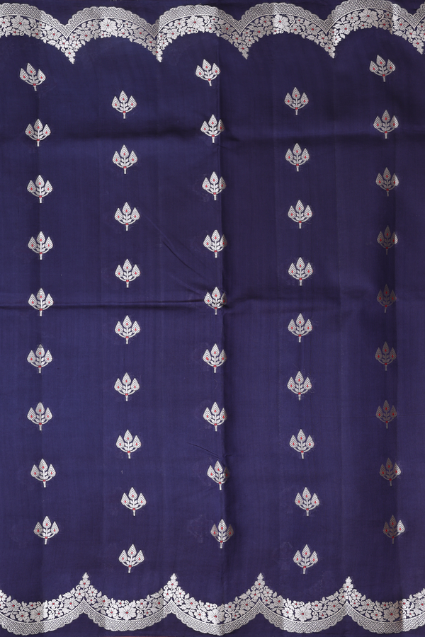 Raw Silk Saree In Blue With Zari Buttas