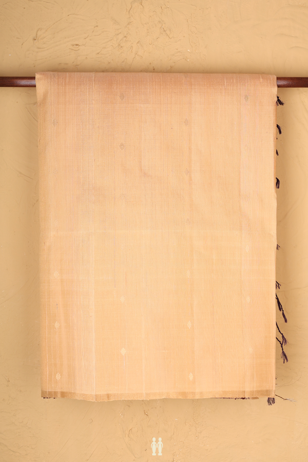 Raw Silk Saree In Blush Orange With Floral Buttis