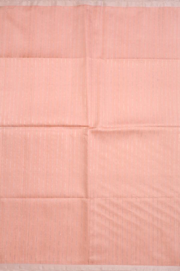 Raw Silk Saree In Blush Orange With Stripes Design