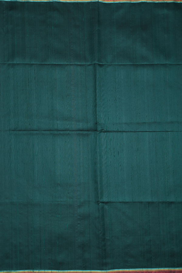 Raw Silk Saree In Bottle Green With Contrast Border