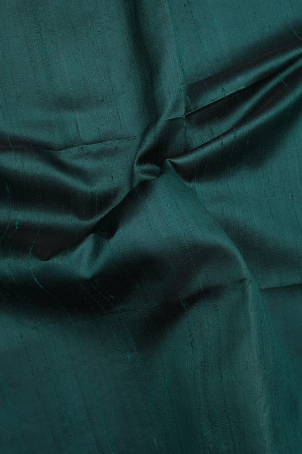 Raw Silk Saree In Bottle Green With Contrast Border