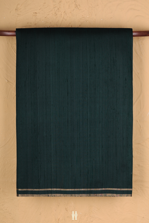 Raw Silk Saree In Bottle Green With Zari Border