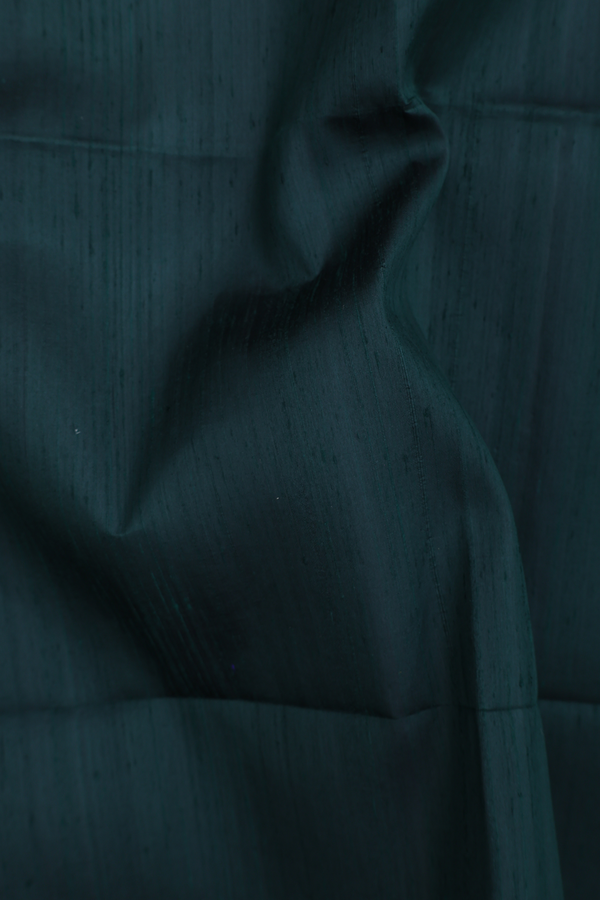 Raw Silk Saree In Bottle Green With Zari Border