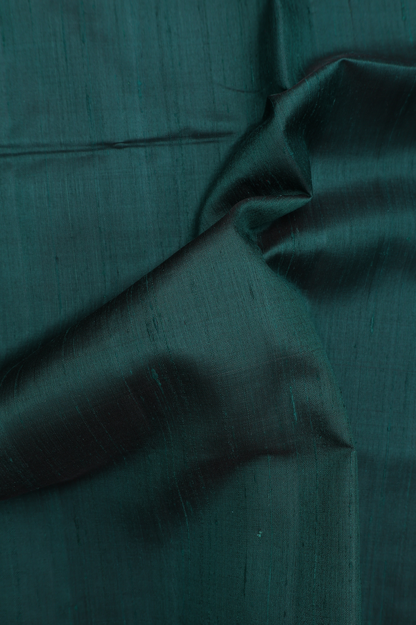 Raw Silk Saree In Bottle Green With Zari Border