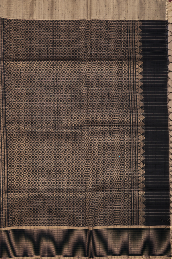 Raw Silk Saree In Brick Yellow With Checks Design