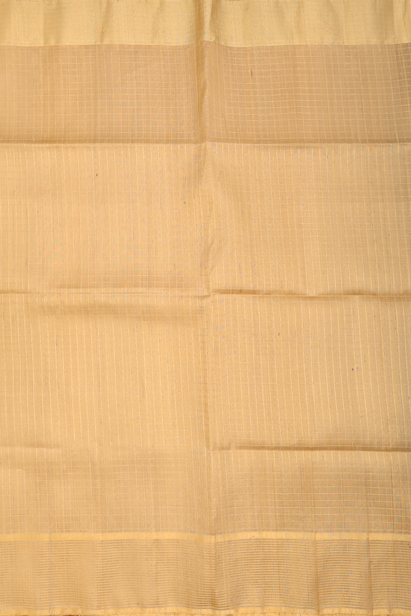 Raw Silk Saree In Brick Yellow With Checks Design