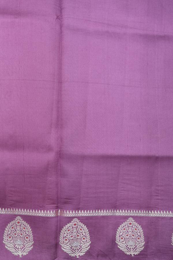 Raw Silk Saree In Brown With Floral Buttas
