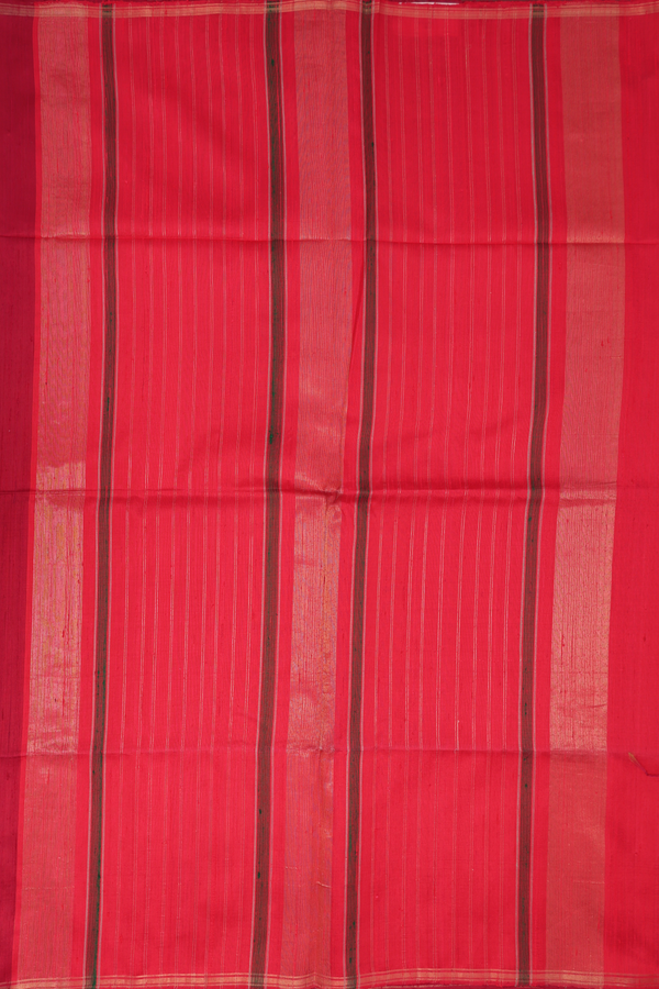 Raw Silk Saree In Burgundy Red With Floral Zari Buttas