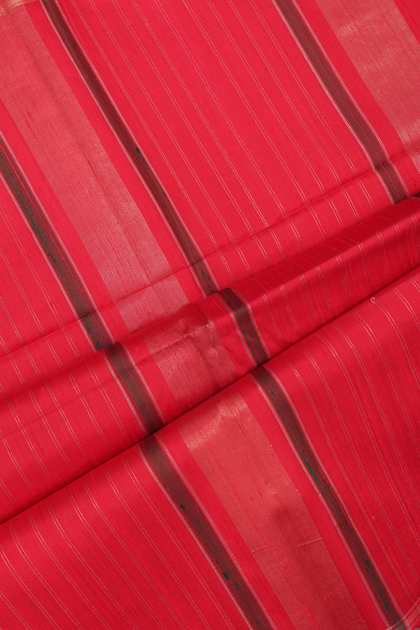 Raw Silk Saree In Burgundy Red With Floral Zari Buttas