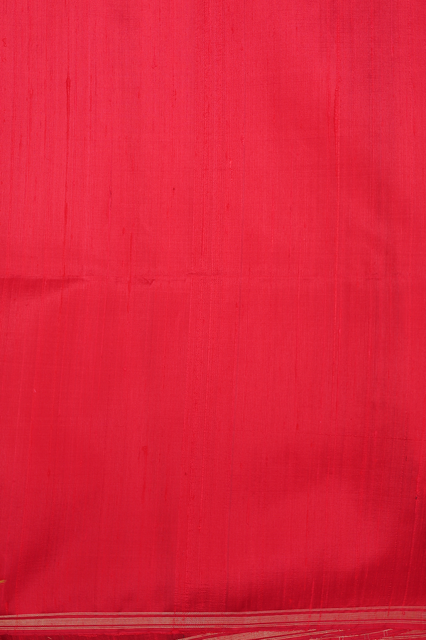 Raw Silk Saree In Burgundy Red With Floral Zari Buttas