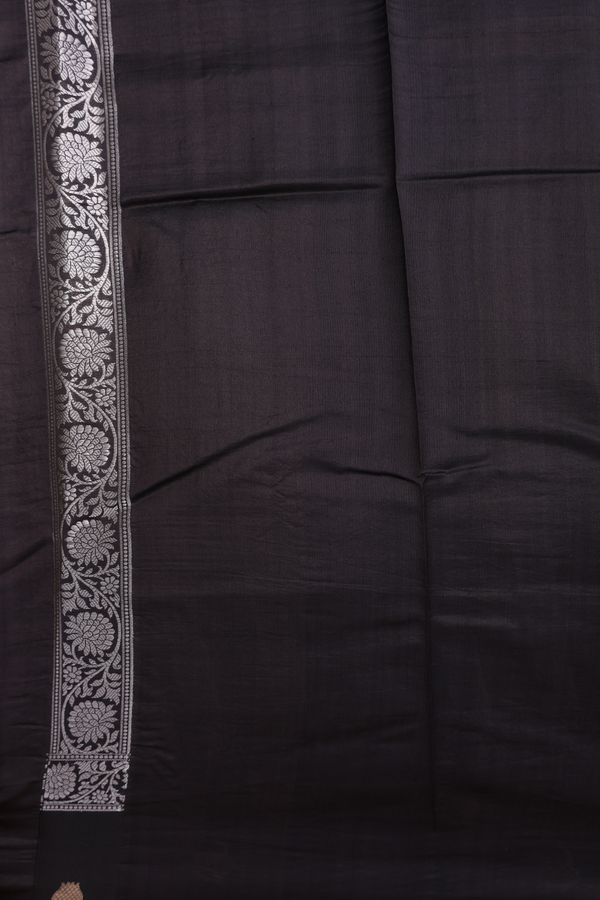 Raw Silk Saree In Cement Grey With Allover Checked Design