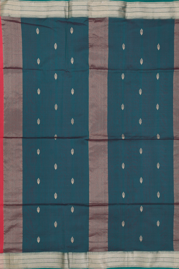 Maheswari Silk Cotton Saree In Chilli Red With Allover Buttas