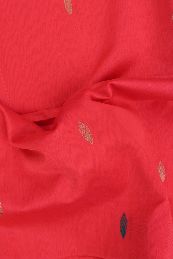 Maheswari Silk Cotton Saree In Chilli Red With Allover Buttas