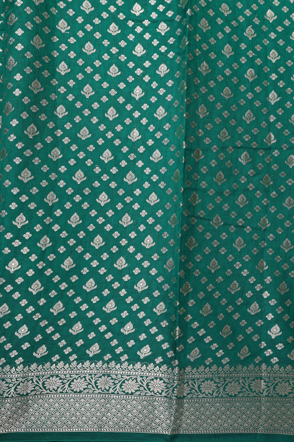 Raw Silk Saree In Chilli Red With Floral Buttas