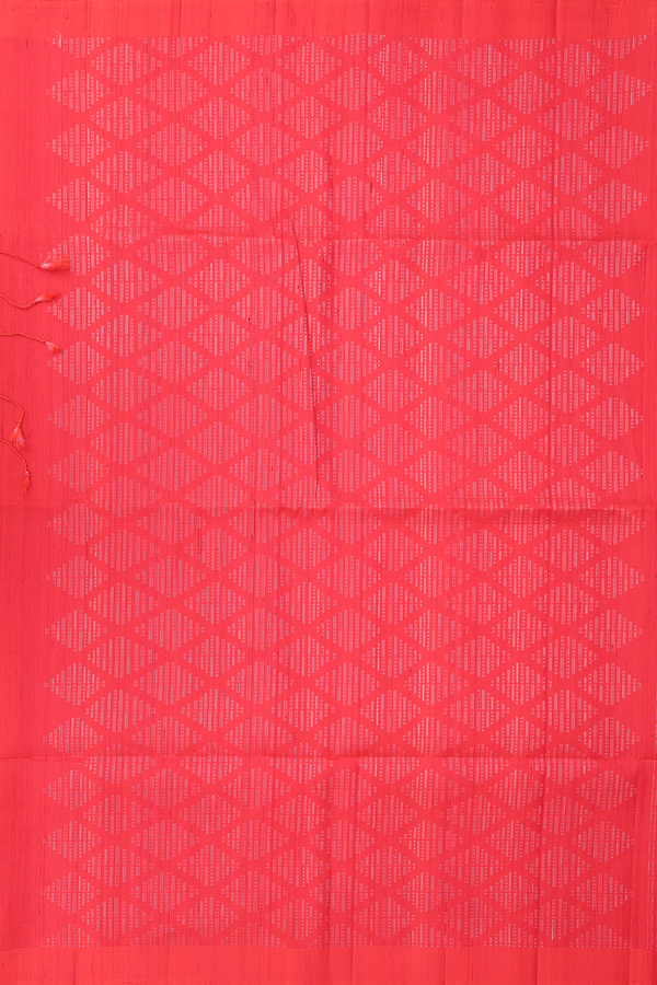 Raw Silk Saree In Chilli Red With Stripes Design
