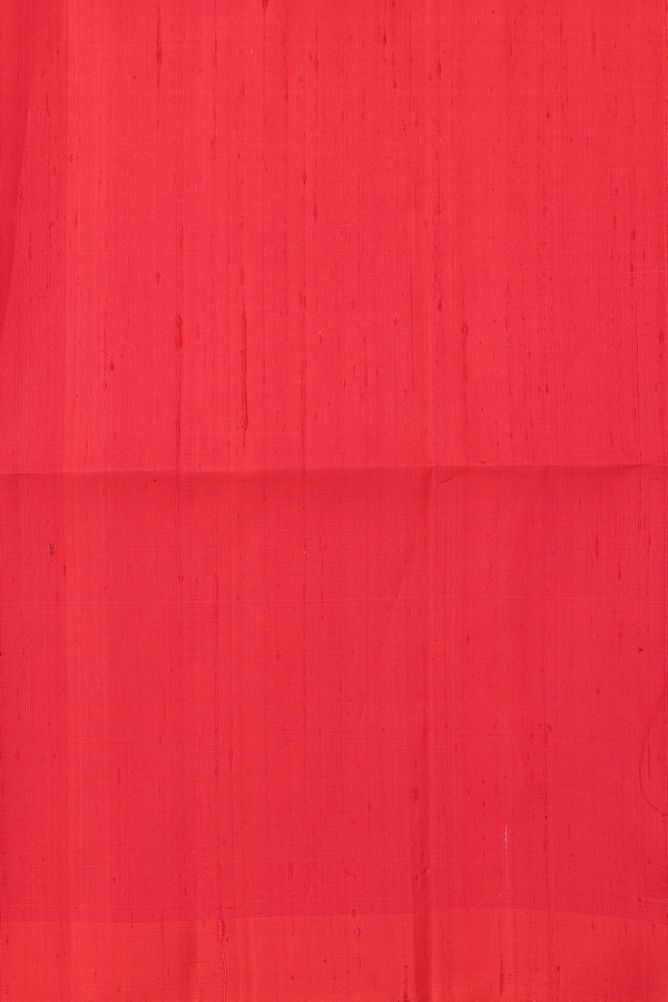Raw Silk Saree In Chilli Red With Stripes Design