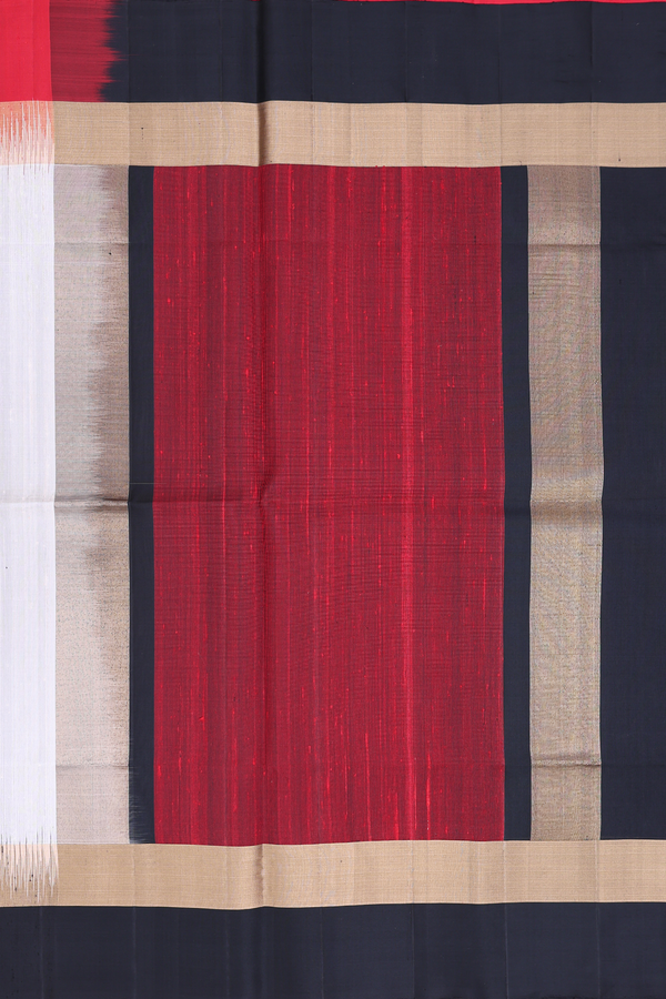 Raw Silk Saree In Ivory With Ganga Jamuna Border
