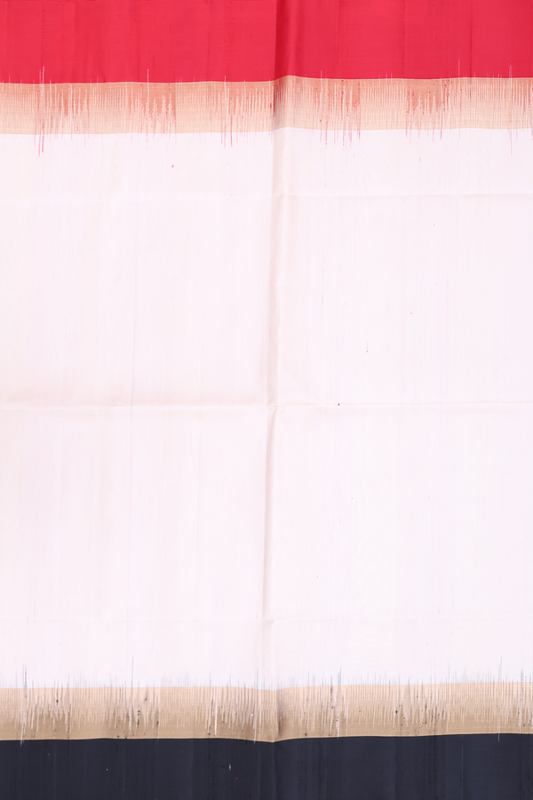 Raw Silk Saree In Ivory With Ganga Jamuna Border