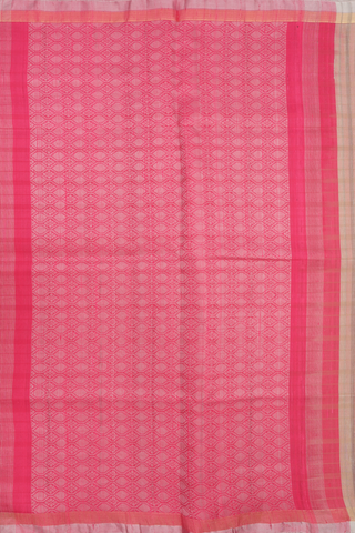 Raw Silk Saree In Cream Color With Self Checks Design