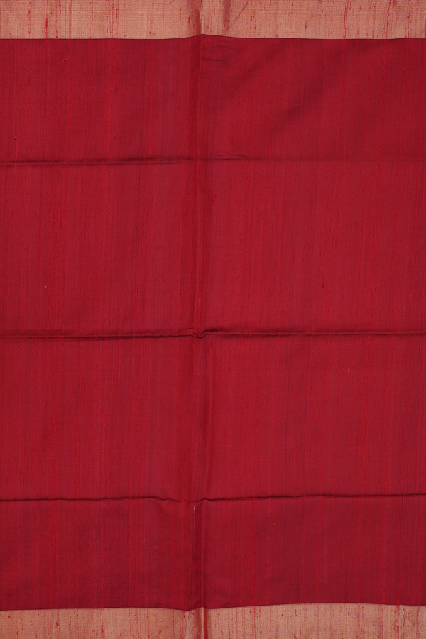 Raw Silk Saree In Crimson Red With Pavanchi Border