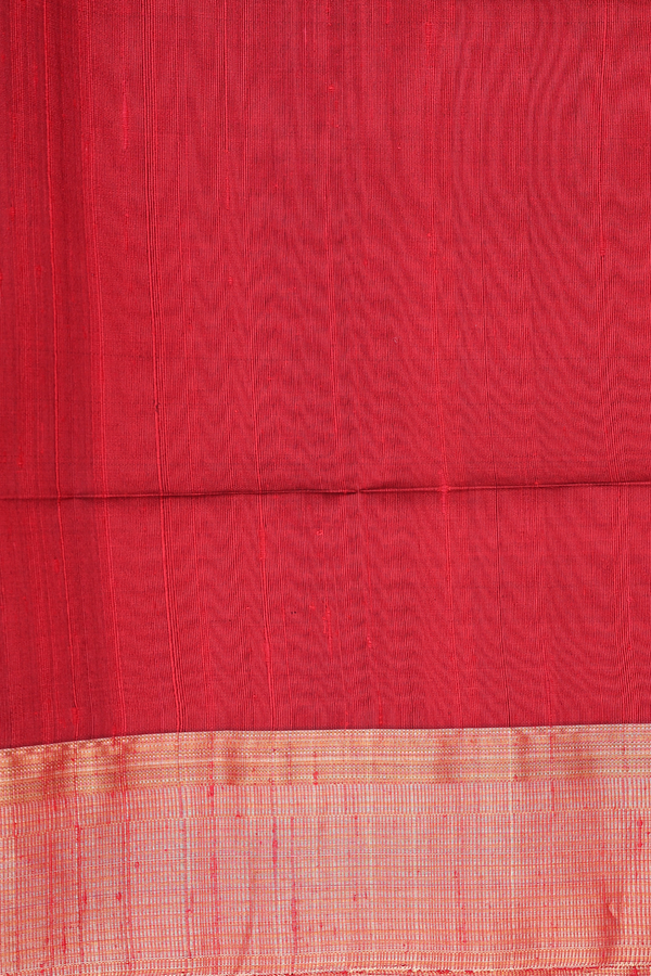 Raw Silk Saree In Crimson Red With Threadwork Buttas