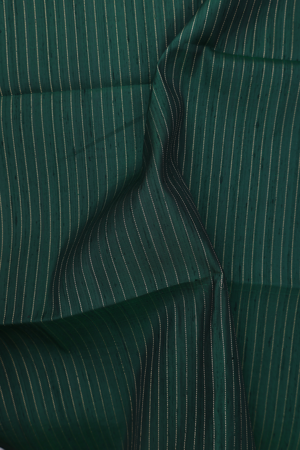 Raw Silk Saree In Dark Green With Stripes Design