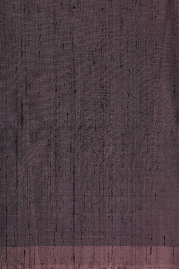 Raw Silk Saree In Dark Oak Brown With Stripes Design