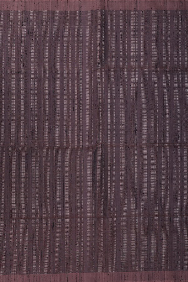Raw Silk Saree In Dark Oak Brown With Stripes Design