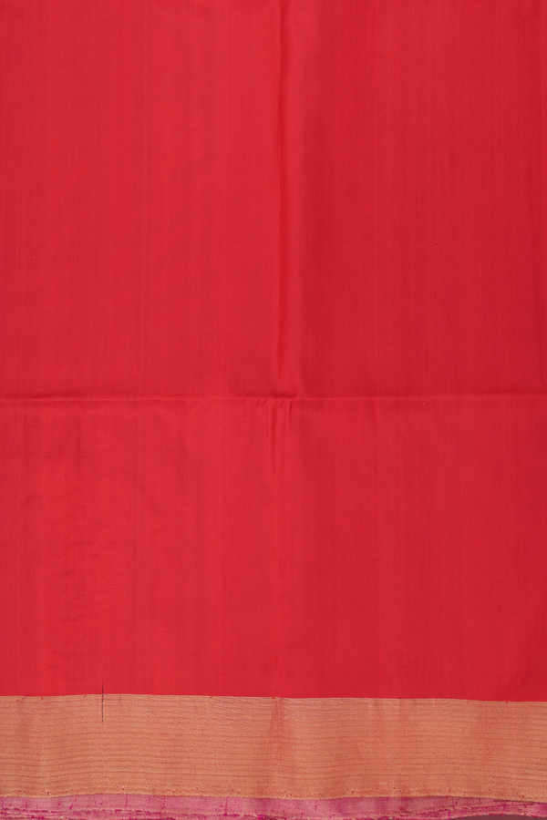 Raw Silk Saree In Deep Magenta With Bavanchi Border