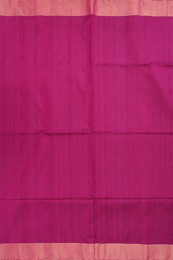 Raw Silk Saree In Deep Magenta With Bavanchi Border
