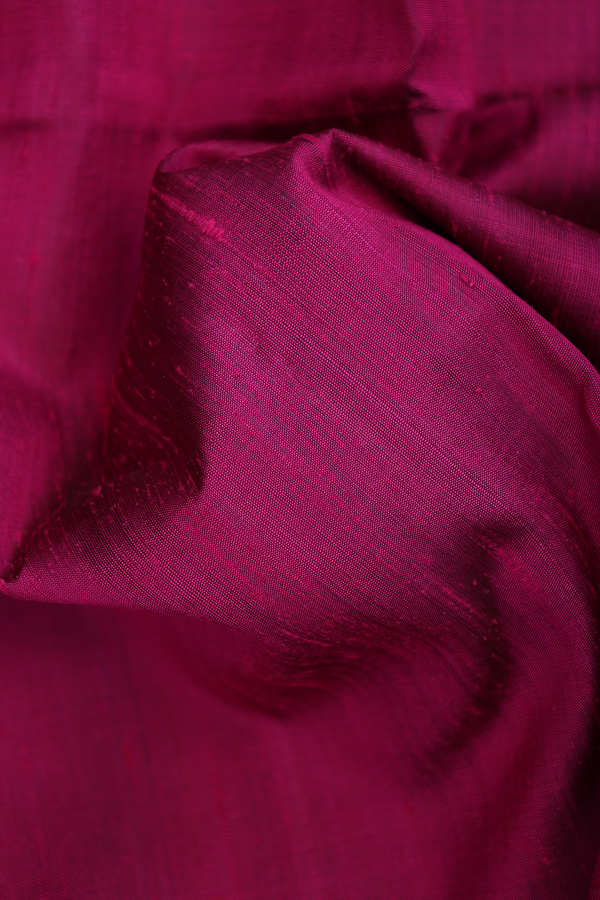 Raw Silk Saree In Deep Magenta With Bavanchi Border