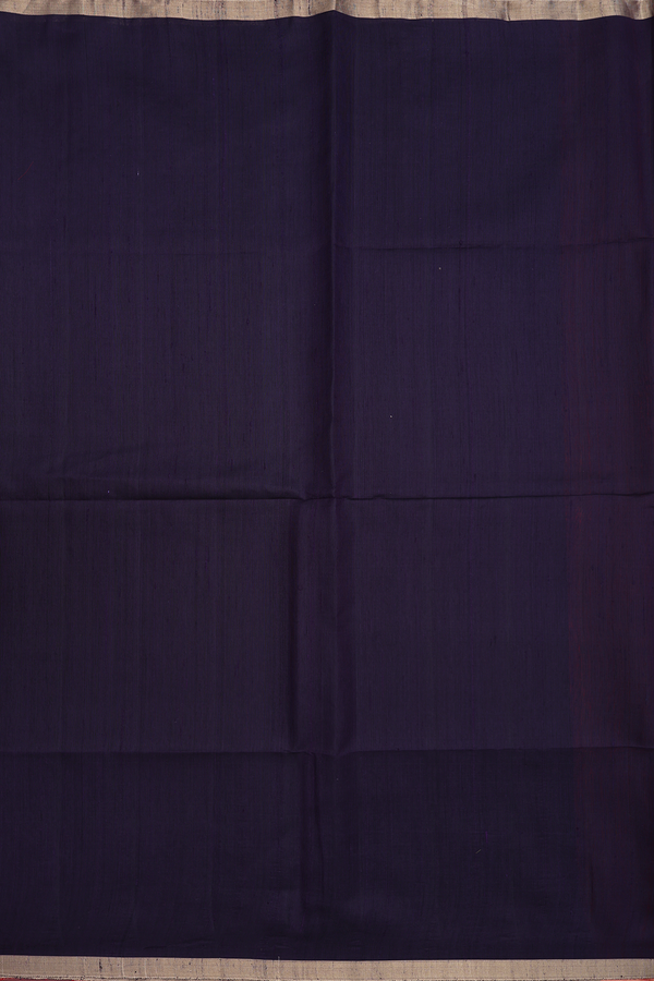 Raw Silk Saree In Deep Purple With Bavanchi Border