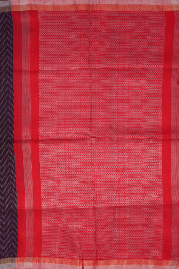 Raw Silk Saree In Deep Purple With Chevron Zari Border