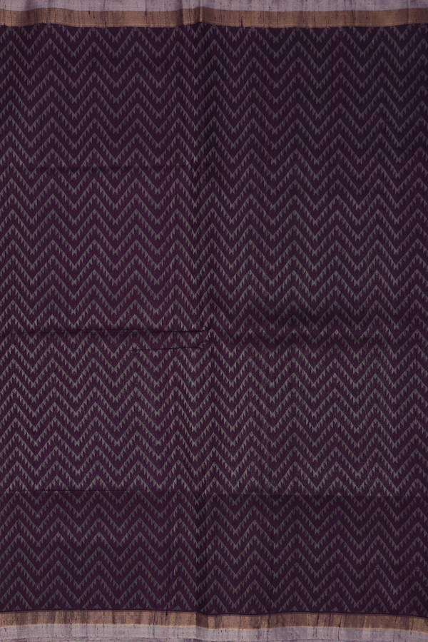 Raw Silk Saree In Deep Purple With Chevron Zari Border