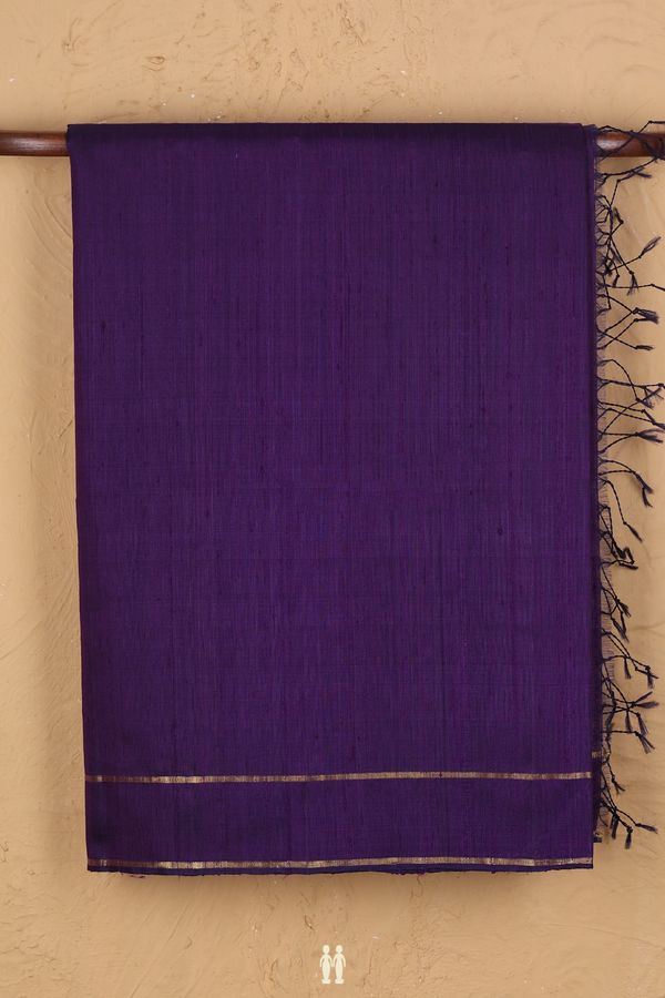 Raw Silk Saree In Deep Purple With Iruthalai Pakshi Pallu
