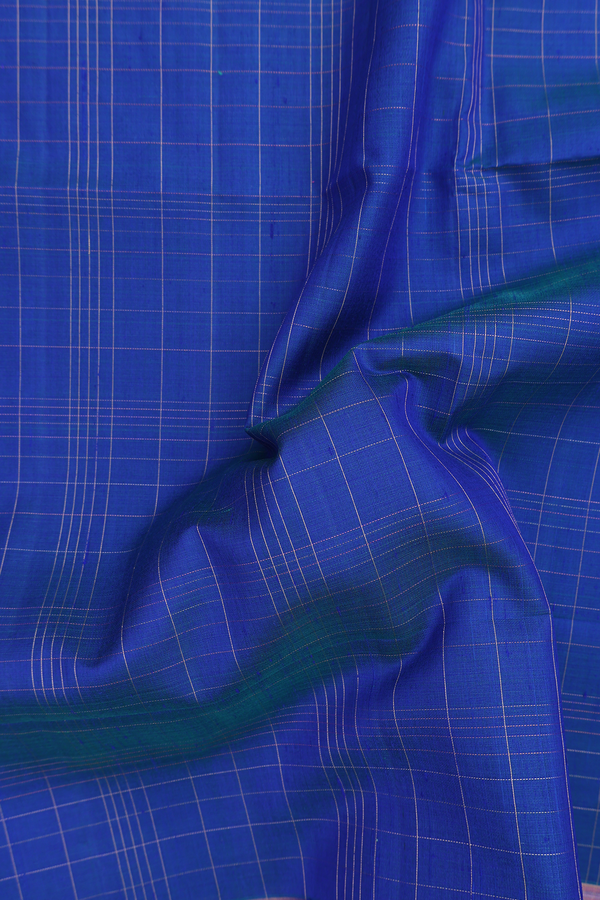 Raw Silk Saree In Dual Tone With Checks Design