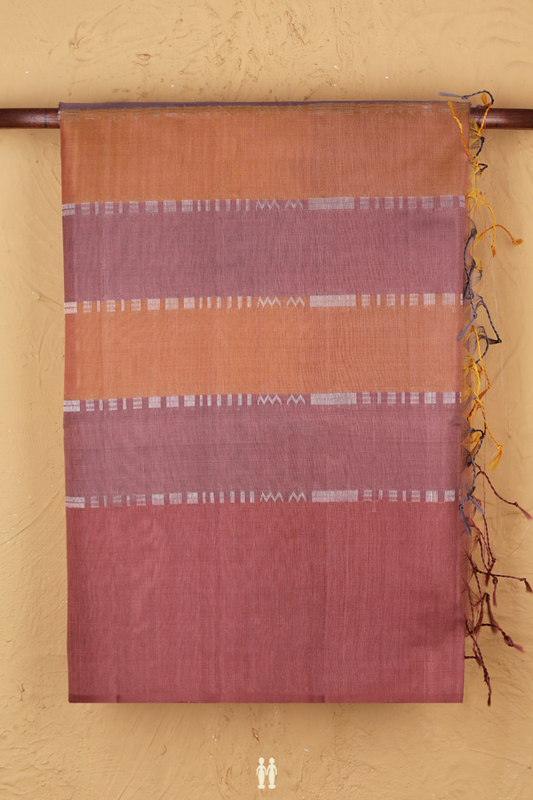 Raw Silk Saree In Dual Tone With Stripes Design