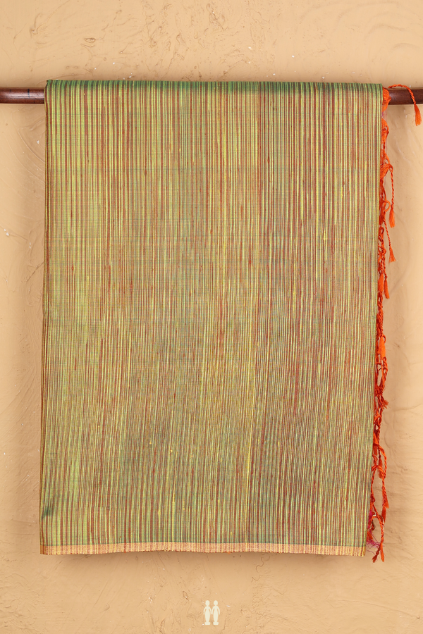 Soft Silk Saree In Dual Tone With Stripes Design