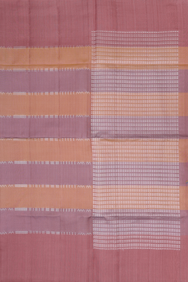Raw Silk Saree In Dual Tone With Stripes Design