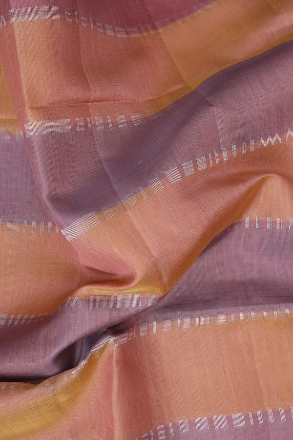 Raw Silk Saree In Dual Tone With Stripes Design
