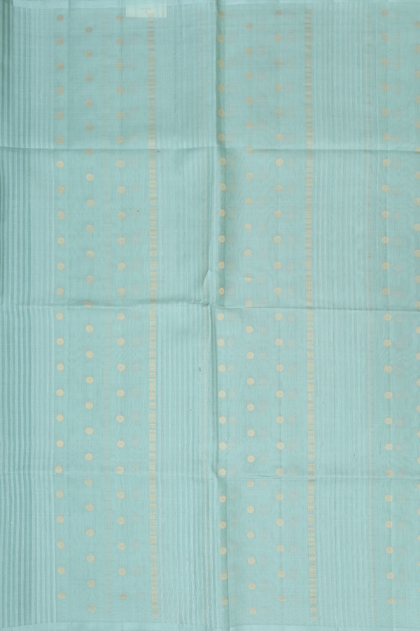 Raw Silk Saree In Dusty Green With Zari Buttas