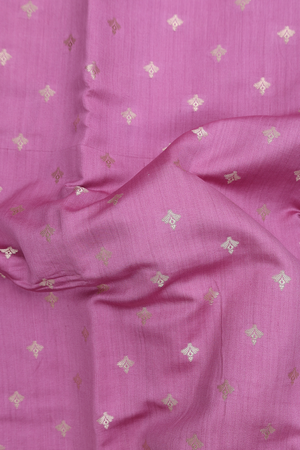 Raw Silk Saree In Dusty Lavender With Zari Buttas