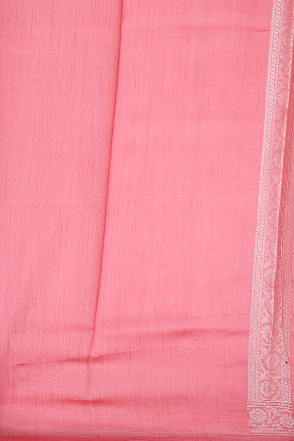 Raw Silk Saree In Blush Pink With Floral Buttas