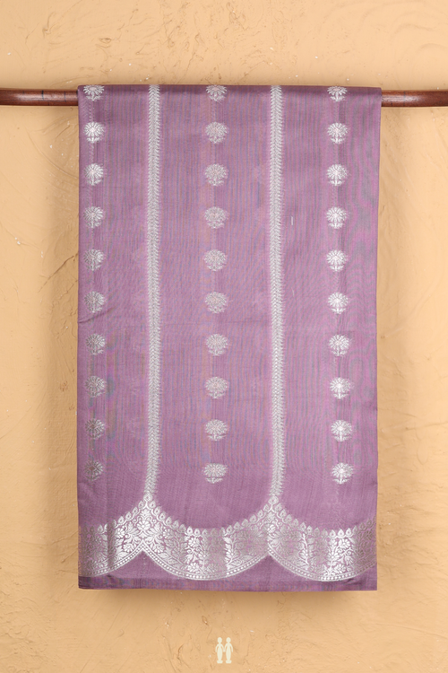 Raw Silk Saree In Dusty Purple Allover Design