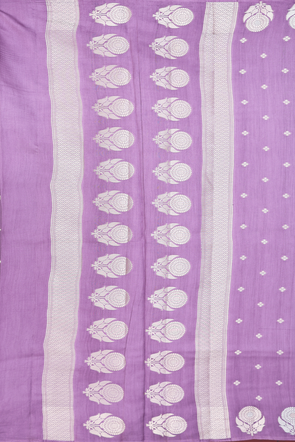 Raw Silk Saree In Dusty Purple With Floral Buttas