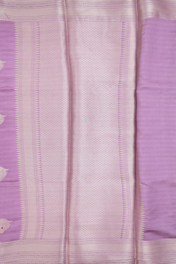 Raw Silk Saree In Dusty Purple With Floral Buttas