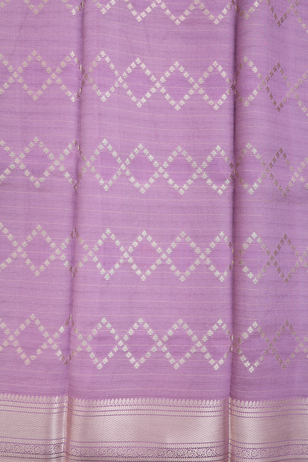 Raw Silk Saree In Dusty Purple With Floral Buttas