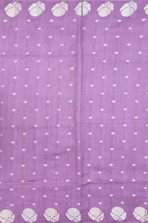Raw Silk Saree In Dusty Purple With Floral Buttas