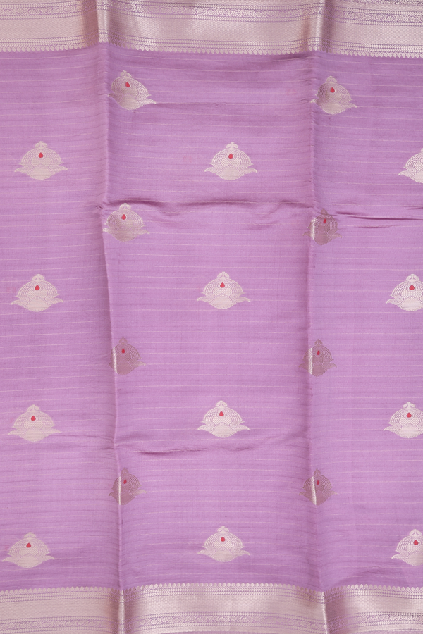 Raw Silk Saree In Dusty Purple With Floral Buttas