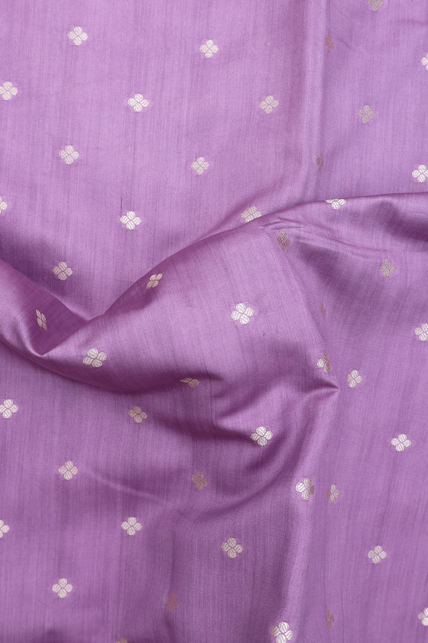 Raw Silk Saree In Dusty Purple With Floral Buttas